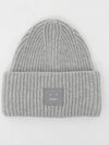 Face Patch Ribbed Wool Beanie Grey - ACNE STUDIOS - BALAAN 2