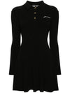 Future Viscose Rib Long Sleeve Short Dress Black - GANNI - BALAAN 1