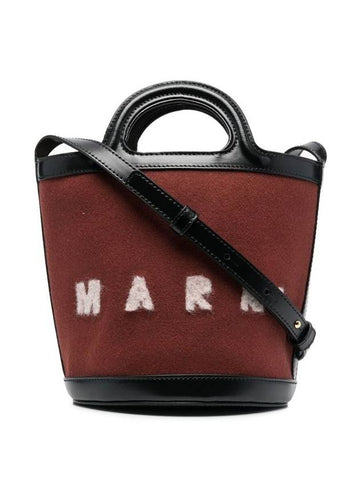 Felt Wool Logo Tropicalia Mini Bucket Bag Brown - MARNI - BALAAN 1