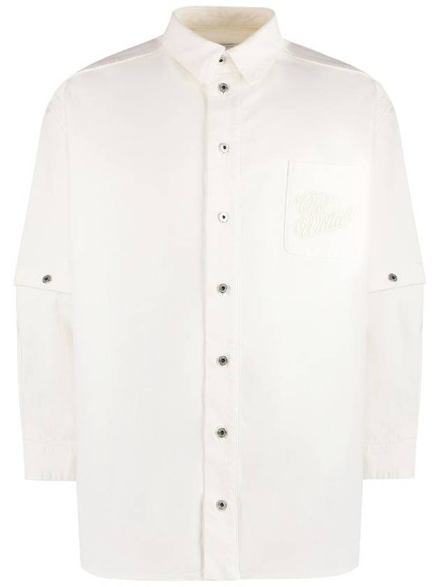 90 aposs logo applique cotton shirt OMYD059S24DEN0010202 - OFF WHITE - BALAAN 2