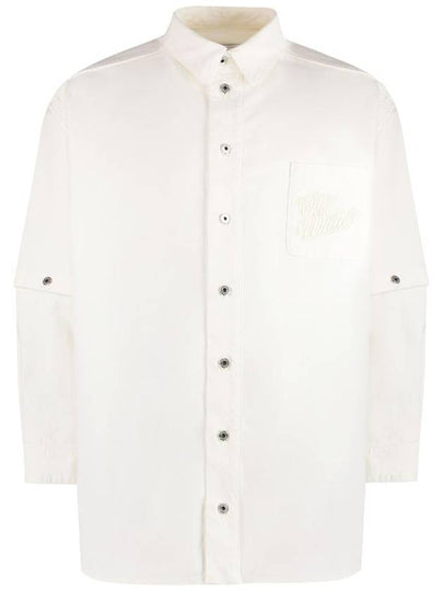 90 aposs logo applique cotton shirt OMYD059S24DEN0010202 - OFF WHITE - BALAAN 2