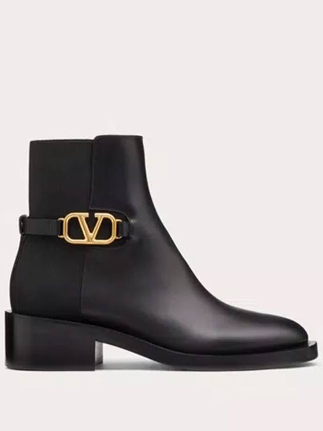 V Logo Signature Round Toe Middle Boots Black - VALENTINO - BALAAN 2