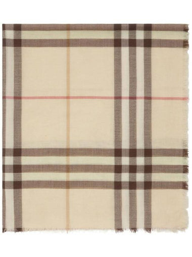 Check Lightweight Wool Scarf Alabaster - BURBERRY - BALAAN 1