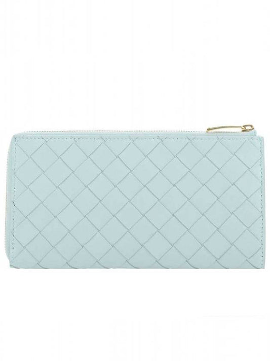 Intrecciato Zipper Long Wallet Teal Washed - BOTTEGA VENETA - BALAAN 1