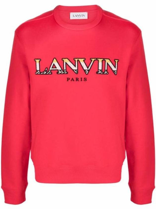 logo embroidered crew neck sweatshirt red - LANVIN - BALAAN.