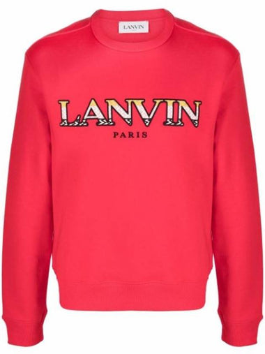 Embroidered Logo Crew Neck Sweatshirt Red - LANVIN - BALAAN 1