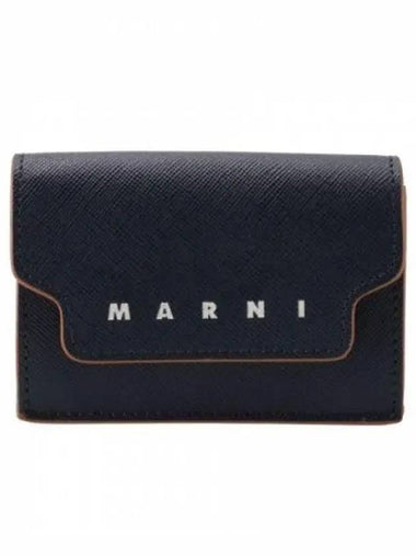 Big Logo Tri-Fold Half Wallet Blue Black - MARNI - BALAAN 1