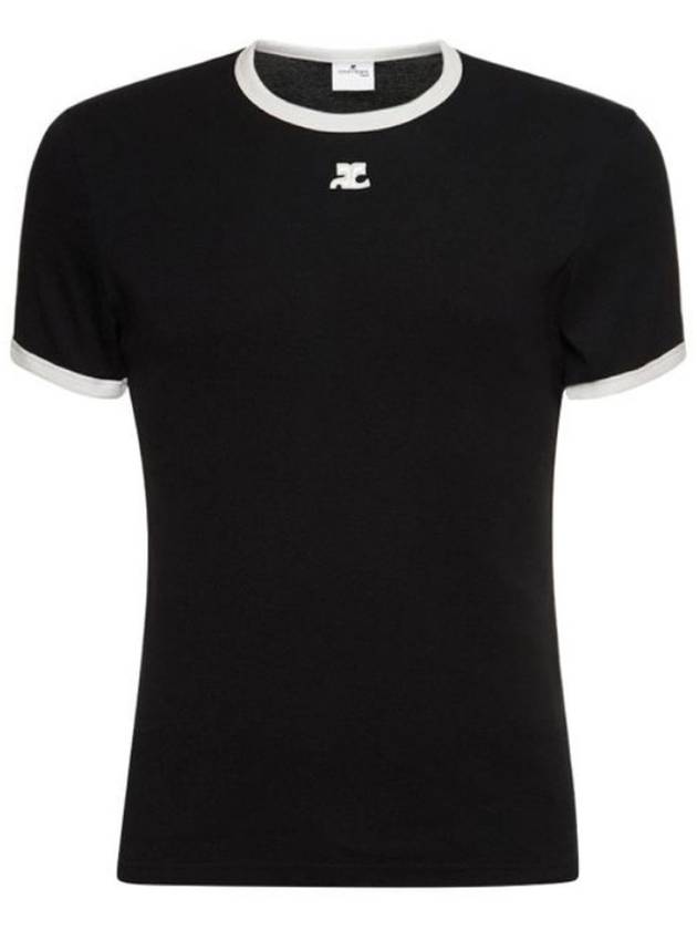 Bumpy Contrast Short Sleeve T-Shirt Black - COURREGES - BALAAN 2