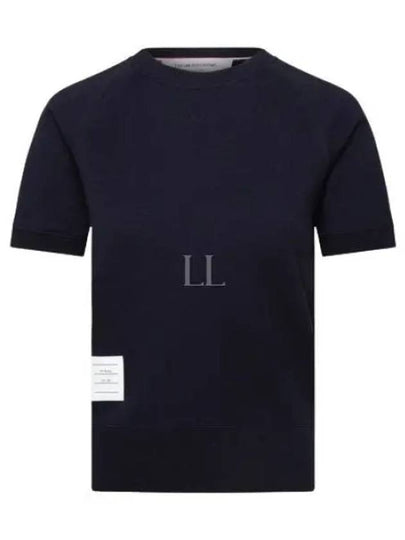 Women's Loopback Cotton Short Sleeve T-Shirt Navy - THOM BROWNE - BALAAN 2