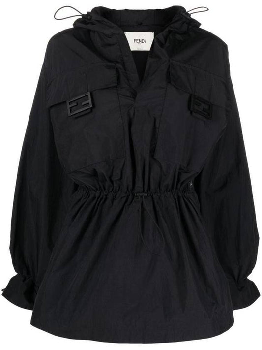 Women's Nylon Anorak Blouson Jacket Black - FENDI - BALAAN 1