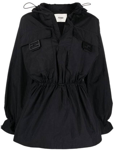 Women's Nylon Anorak Blouson Jacket Black - FENDI - BALAAN 1