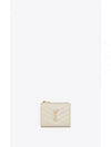 Cassandre Matelasse Grain De Poudre Embossed Leather Half Wallet Blanc Vintage - SAINT LAURENT - BALAAN 2