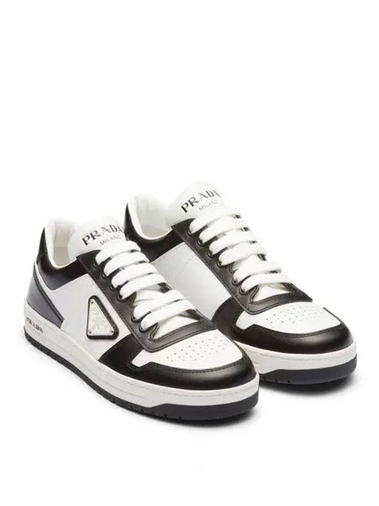 Downtown Leather Low Top Sneakers White Black - PRADA - BALAAN.