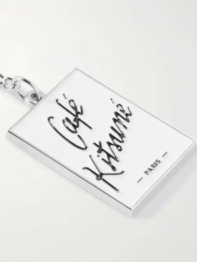 Cafe Kitsune Cafe Kitsune Logo Square Pendant Silver Tone Keyring - MAISON KITSUNE - BALAAN 3