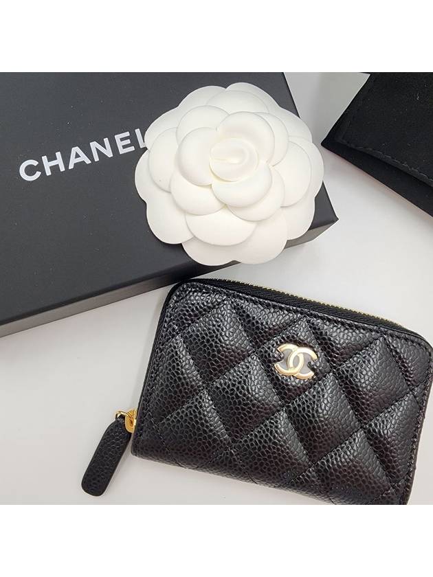 Classic zipper card wallet caviar black gold AP0216 - CHANEL - BALAAN 4