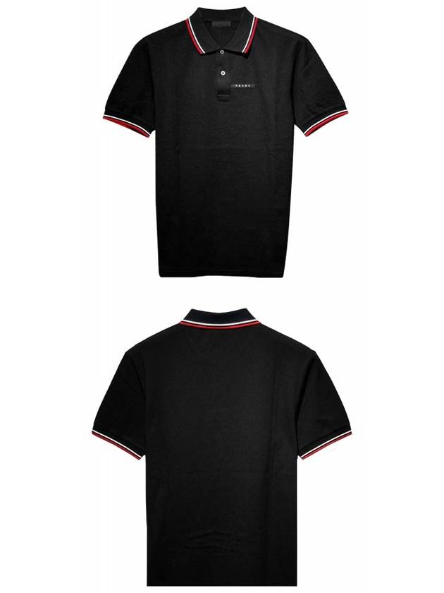 Logo Patch Polo Shirt Black - PRADA - BALAAN 5