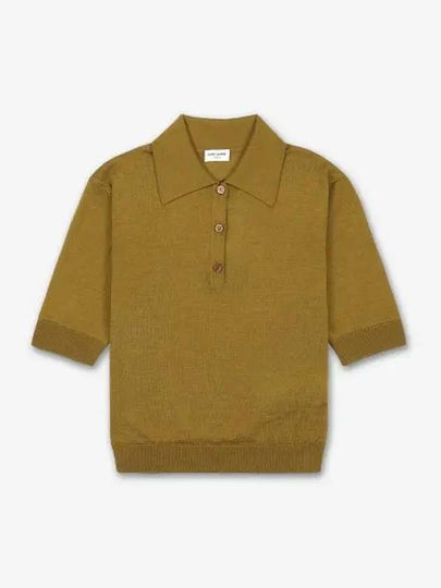 Cassandre Cashmere Polo Shirt Brown - SAINT LAURENT - BALAAN 2