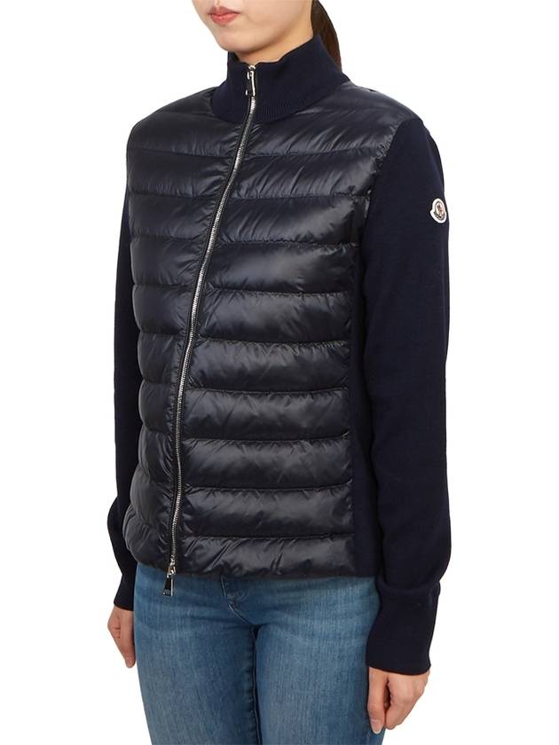 Logo Padded Wool Cardigan Navy - MONCLER - BALAAN 4