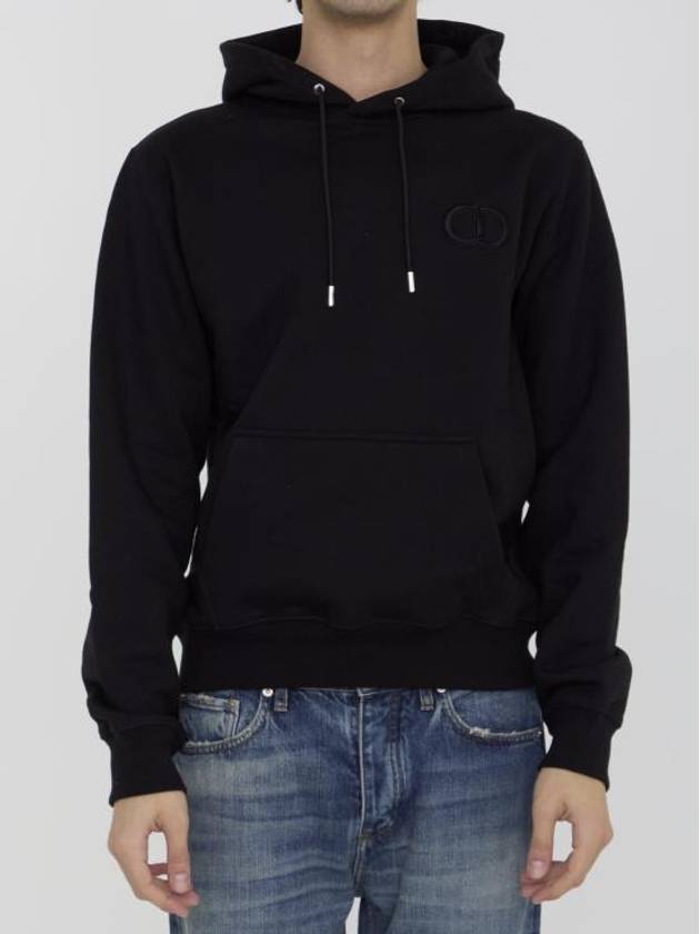 Cd Icon Embroidered Cotton Hoodie Black - DIOR - BALAAN 2