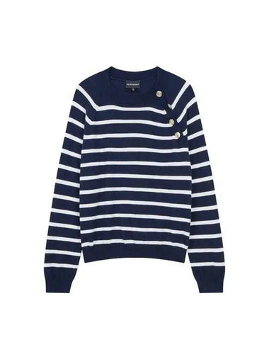 Women s Striped Button Raglan Knit Navy 270556 - EMPORIO ARMANI - BALAAN 1