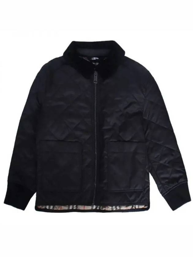 Kids Corduroy Collar Diamond Quilted Jacket Black - BURBERRY - BALAAN 2