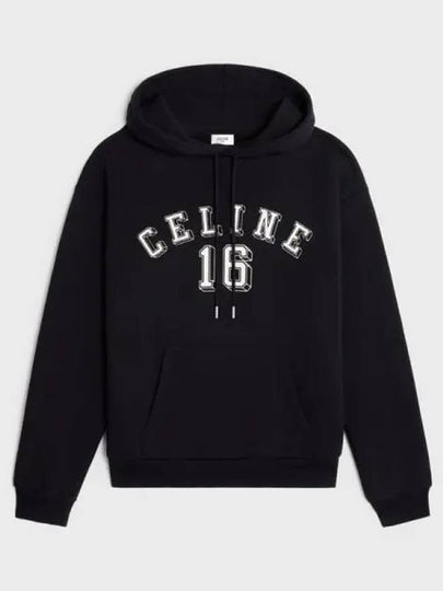 16 Loose Cotton Fleece Hoodie Black - CELINE - BALAAN 2