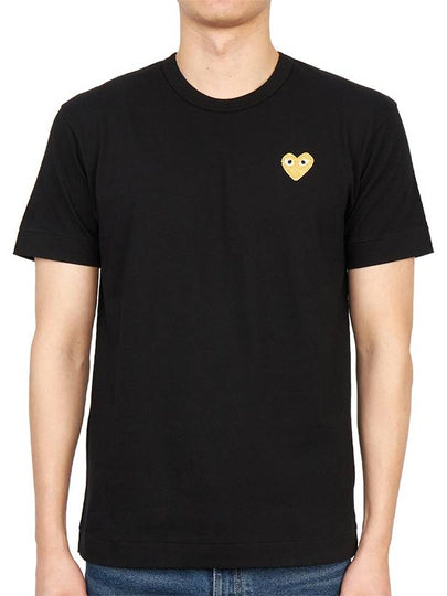 Gold Heart Wappen Short Sleeve T-Shirt Black - COMME DES GARCONS PLAY - BALAAN 2