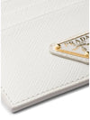 Saffiano Leather Triangle Logo Card Wallet White - PRADA - BALAAN 4