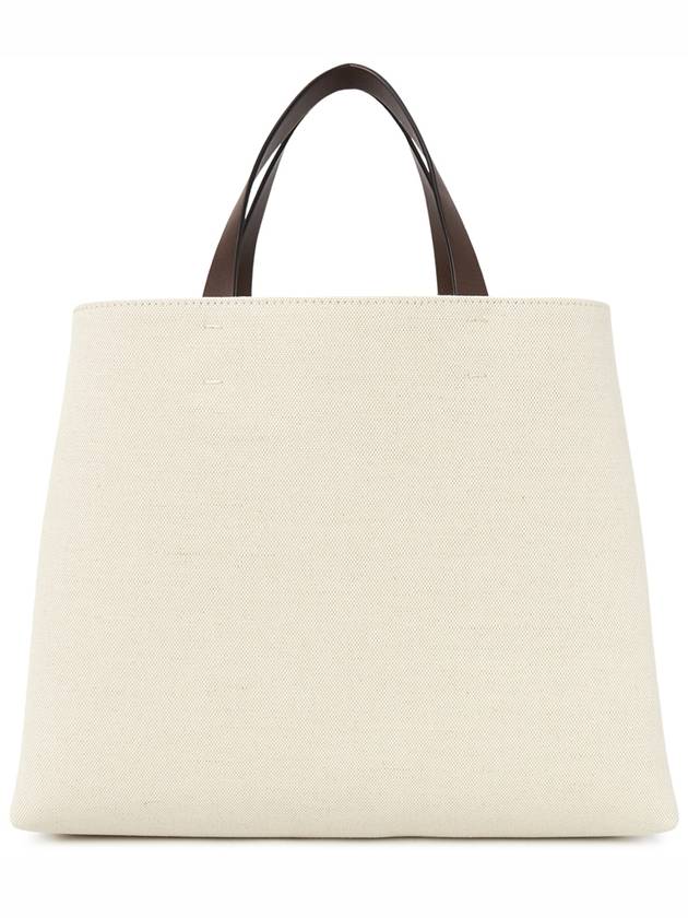 Signature V Logo Canvas Leather Tote Bag Brown - VALENTINO - BALAAN 5