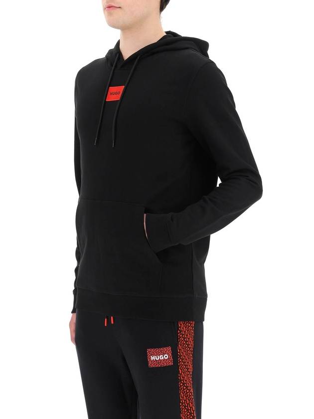 Center Logo Patch Hoodie Black - HUGO BOSS - BALAAN 5