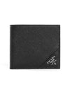 Saffiano Leather Half Wallet Black - PRADA - BALAAN 3