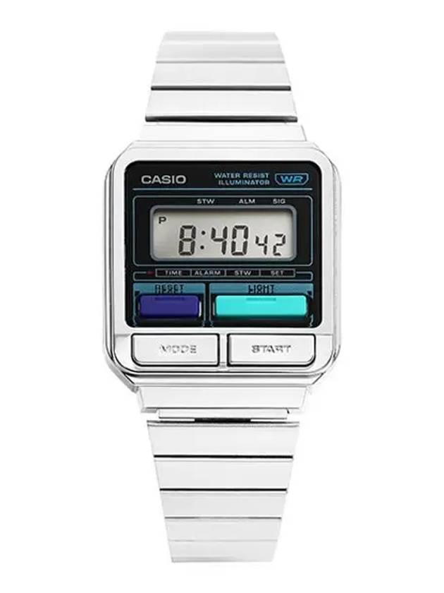 A120WE 1ADF Square Digital Analog Metal Watch - CASIO - BALAAN 4