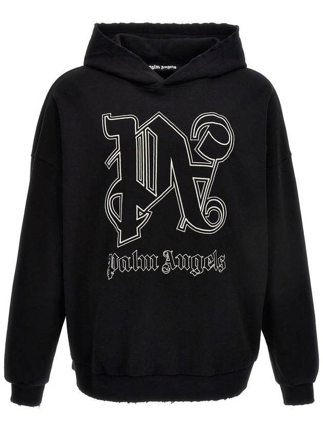 Monogram Popover Hoodie Black PMBB126E23FLE0011003 - PALM ANGELS - BALAAN 2