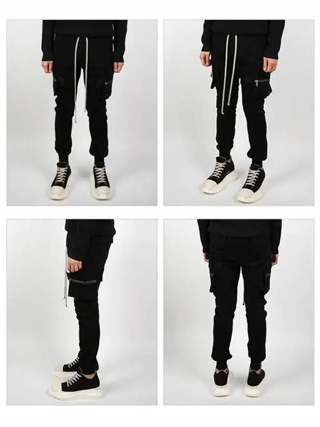 Men's Mastodon Cargo Pocket Jogger Cotton Track Pants Black - RICK OWENS - BALAAN 3