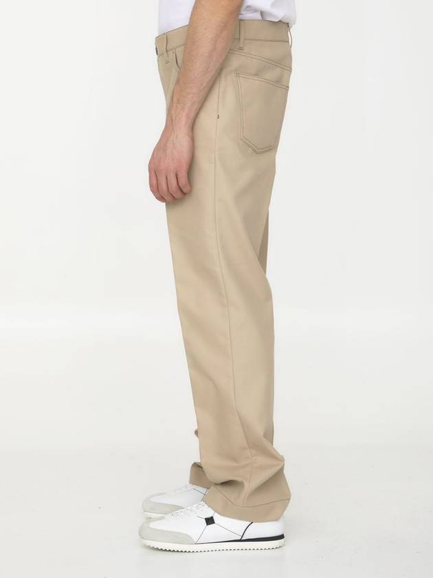 contrast stitch cotton straight pants beige - VALENTINO - BALAAN 4