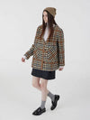 soft wool check V-neck outer brown - VOYONN - BALAAN 7