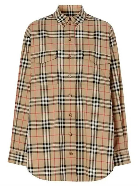 Vintage Check Overfit Shirt Beige - BURBERRY - BALAAN 1