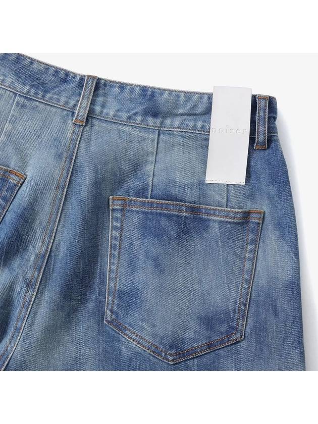 Crease Washed Wide Denim Pants Blue - NOIRER - BALAAN 7