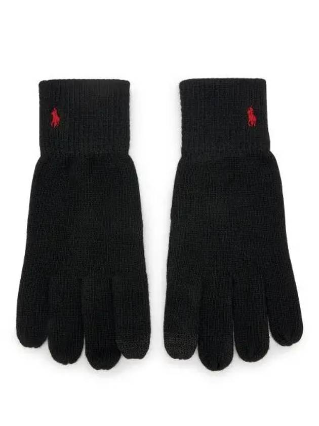 Signature Pony Knit Touch Glove Black - POLO RALPH LAUREN - BALAAN 1