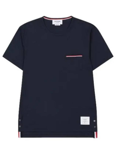 Patch pocket short sleeve t shirt navy - THOM BROWNE - BALAAN 1