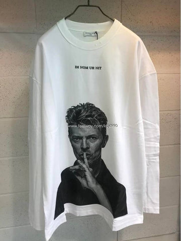 Men's David Bowie black and white printing long sleeve tshirt NUS192336001 - IH NOM UH NIT - BALAAN 1