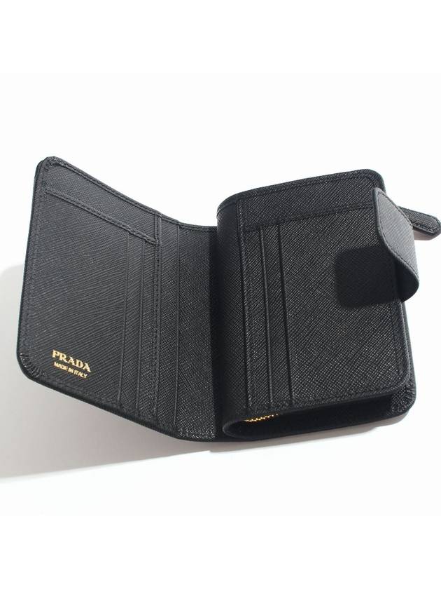 Small Saffiano Leather Half Wallet Black - PRADA - BALAAN 4