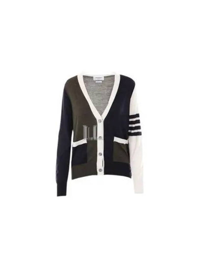 Funmix Fine 4 Bar V-neck Merino Knit Cardigan - THOM BROWNE - BALAAN 2