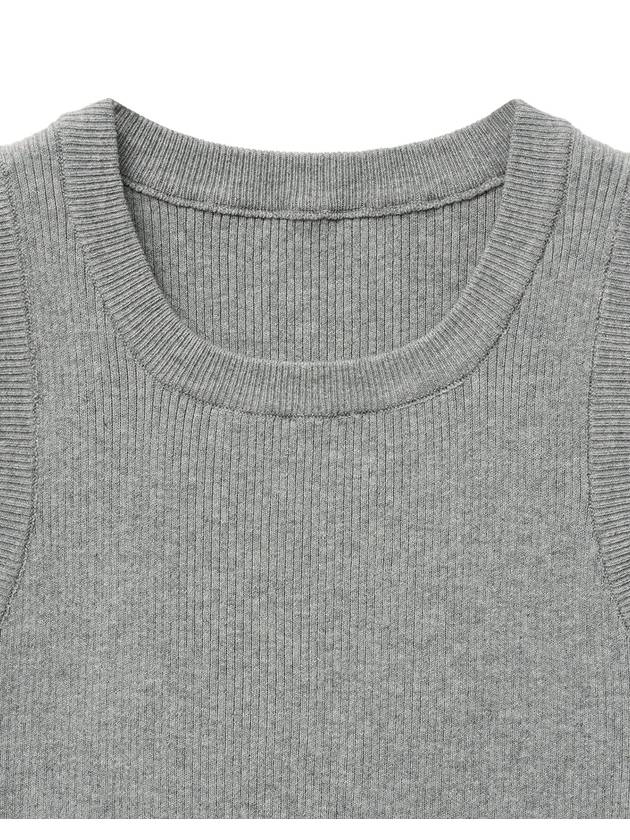 Square Neck Knit Sleeveless Grey - NOIRER FOR WOMEN - BALAAN 5