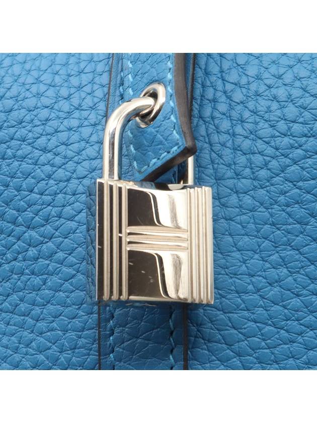 Blue Jeans Clemence Leather Picotan Lock 22 Tote Bag D Engraved - HERMES - BALAAN 8