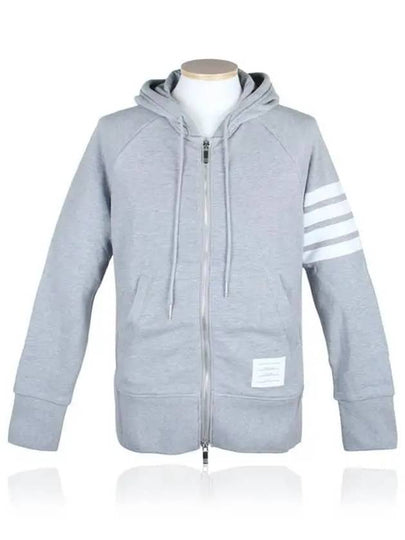 Engineered 4 Bar Diagonal Zip Up Hoodie Light Grey - THOM BROWNE - BALAAN 2