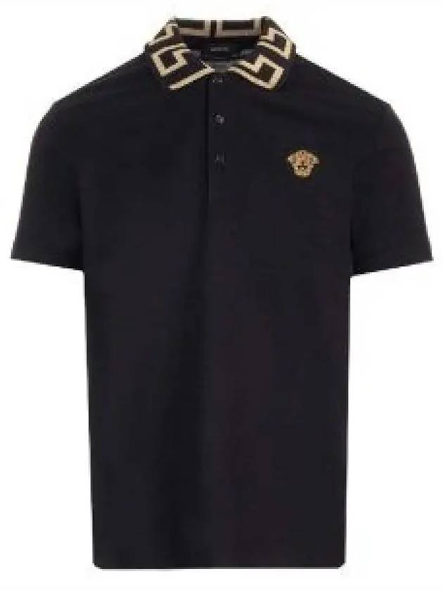 Men's Medusa Greca Short Sleeve Polo Shirt Black - VERSACE - BALAAN 2