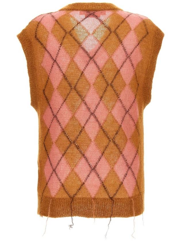 Argyle Floating Thread Mohair Vest Camellia - MARNI - BALAAN 3