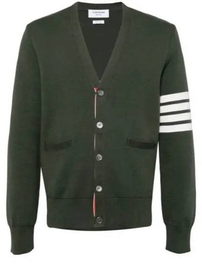 Milano Stitch 4 Bar Cardigan Dark Green - THOM BROWNE - BALAAN 2