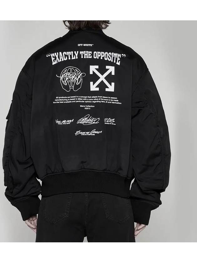 Embroidery Logo Bomber Jacket Black - OFF WHITE - BALAAN 3